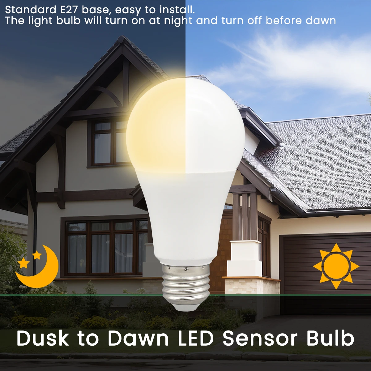 1pcs Led Bulb Light Sensor Control Bulb AC 220V 110V 10W E27 B22  Dusk to Dawn Light Bulb for The Entrance of Underground Garage