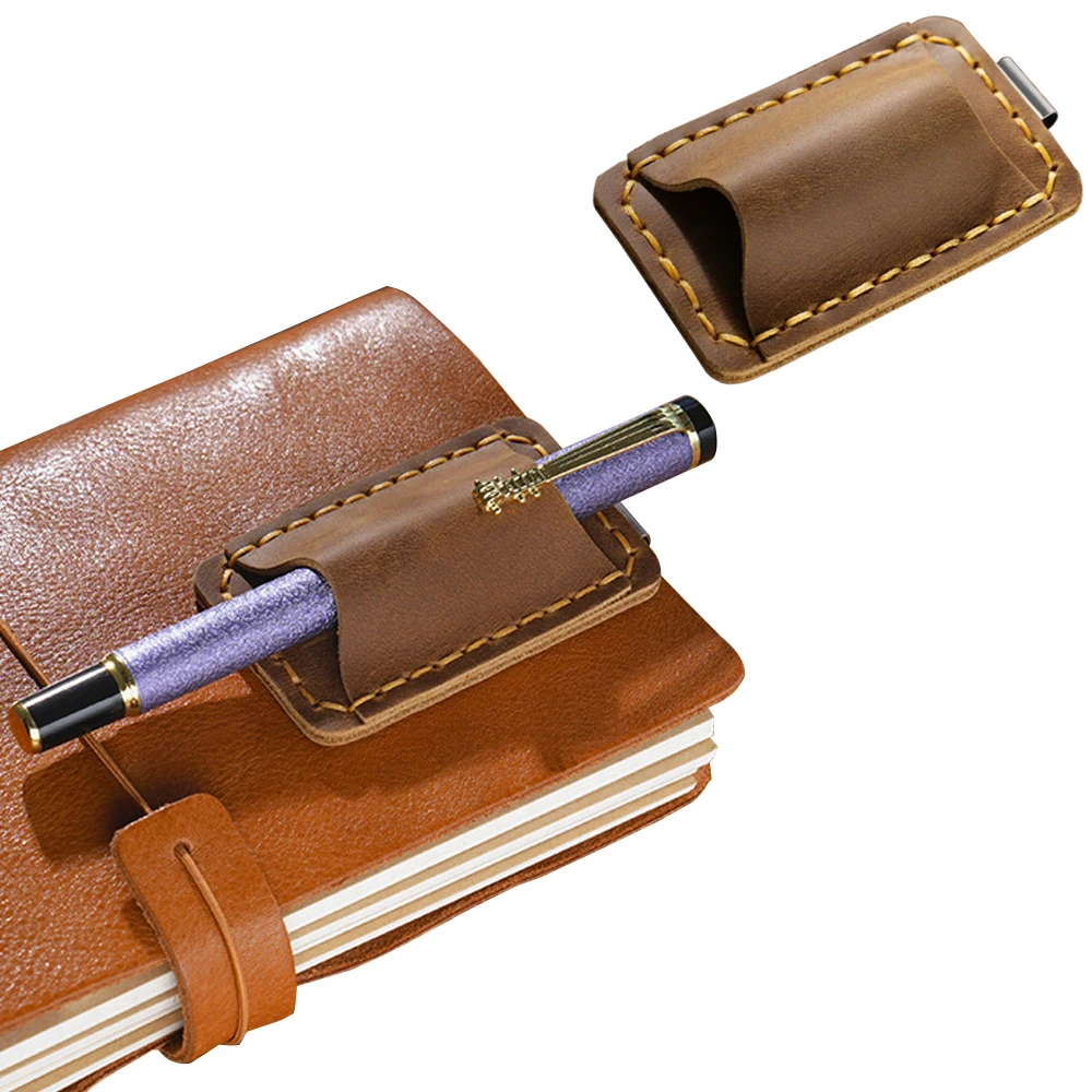 Multi-Purpose Vintage Leather Travel File Organizer with Pen Loop & Document Holder