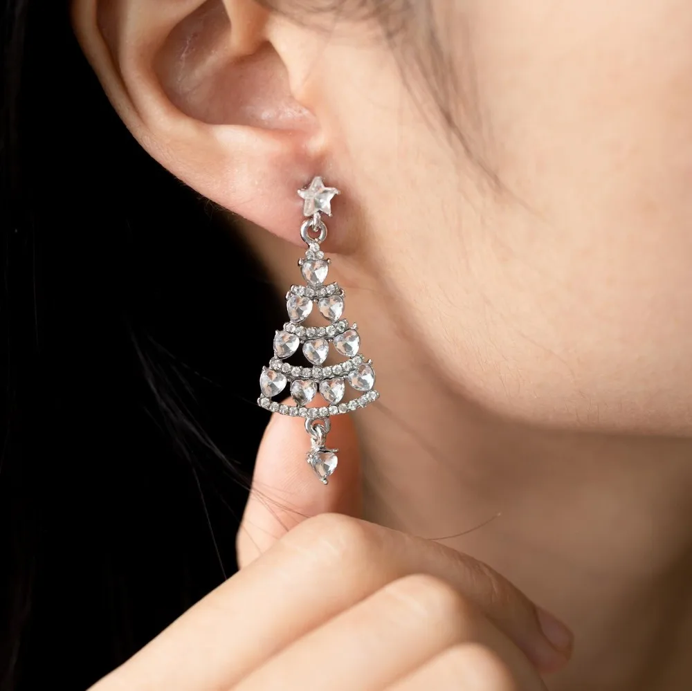 سباركلي حجر الراين ستار شجرة عيد الميلاد الحلي استرخى أقراط للنساء بيان عطلة الزفاف مجوهرات الزفاف هدية