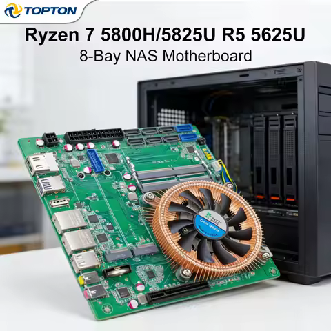 8-Bay AMD NAS Motherboard Ryzen 7 5800H/5825U 8*SATA3.0 2*M.2 NVMe 2*2.5G LAN 1*PCIE3.0 8X 2*DDR4 Firewall Gaming ITX Mainboard