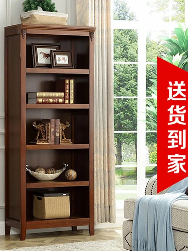 American style bookshelf, solid wood bookshelf, floor standing bookshelf, living room storage cabinet, grid cabinet,side cabinet