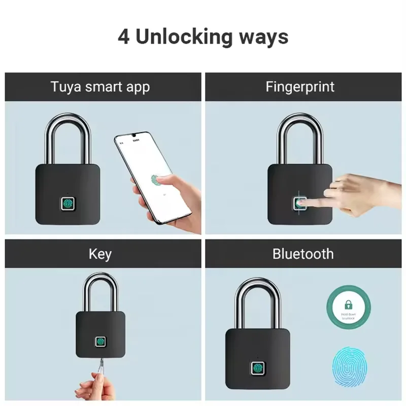 กุญแจล็อคอัจฉริยะแบบลายนิ้วมือ Tuya  กันน้ำ IP67 ปลดล็อคด้วยรหัสผ่าน แอปพลิเคชัน  ควบคุมระยะไกล ป้องกันการโจรกรรม เหมาะสำหรับหอพัก กระเป๋าเดินทาง ตู้เก็บของ ประตู  ขนาดเล็ก