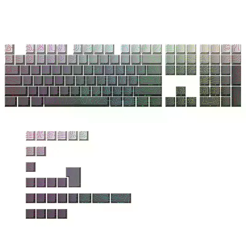 Topographic Keycaps Contour Lines Shine Through PBT Cherry Profile Side Print Backlit For MX Gamer Mechanical Keyboard view 5
