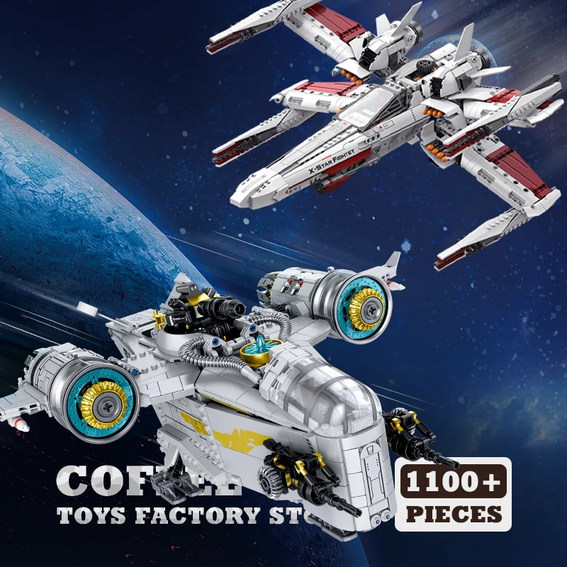 NEW Star Plane Fighter Building Bricks Classic Film Spacecraft MOC Blocks Puzzle Toys Space Airship 3D Model Adult Boy Kids Gift