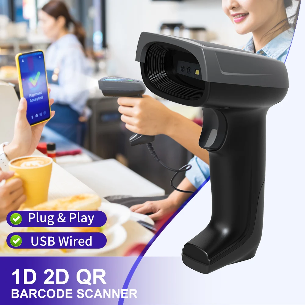 GTCODESTAR GT-1800A Wired USB Bar code Reader Handheld QR Code Scanner 1D Barcode Reader 2D Barcode Scanner scan for Supermarket