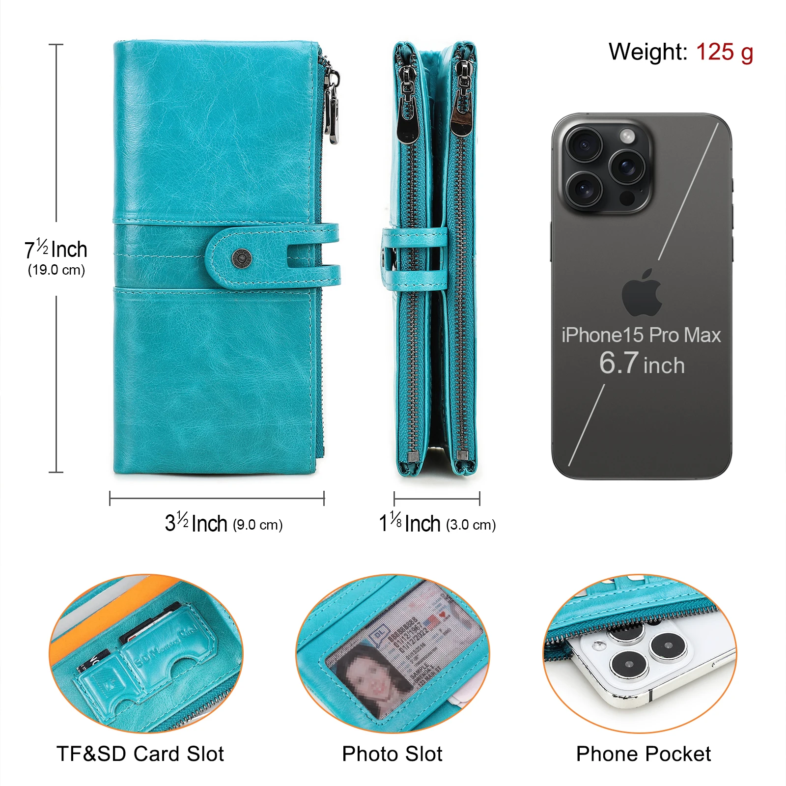 Contact\'S Genuine Leather Women Wallet Female Coin Purse Long Walet Zipper Phone Pocket Money Bag Lady Card Holder