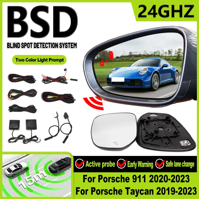 Blind Spot Monitoring For Porsche 911 Taycan 2014-2025 BSD Radar Detection System Microwave Sensor Assistant Driving Security