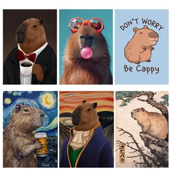 Funny Cute Toilet Capybara Famous Artwork Quotes Retro Animals Poster Wall Art Pictures Canvas Painting Home Decor Gift