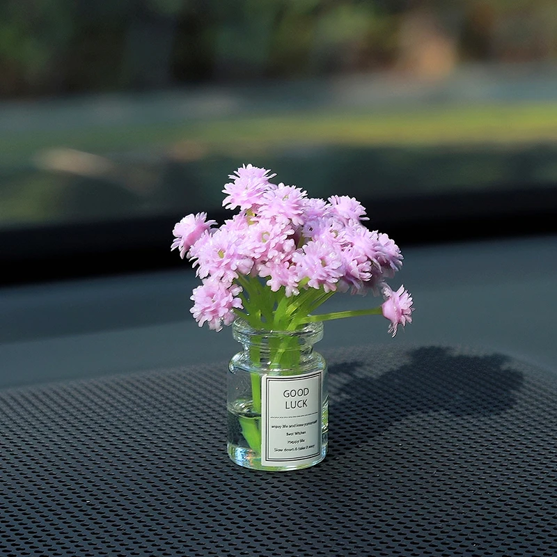 Ins Style Car Decoration Ornament Mini Gypsophila Auto Center Console Decoration Gadgets For Woman Gift Car Interior Accessories