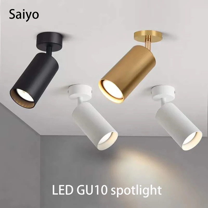 

Saiyo Led Spotlights GU10 Bulb Spot Light Replaceable COB Ceiling Lamp White Black Gold Track Light Rails For Living Room Store