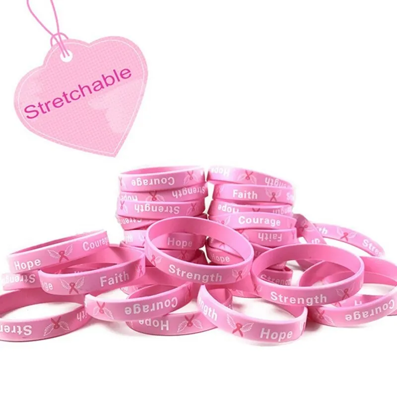 Fighter Breast Cancer Awareness Braceltes Ribbon Survival Bracelets Women Silica gel Bracelets