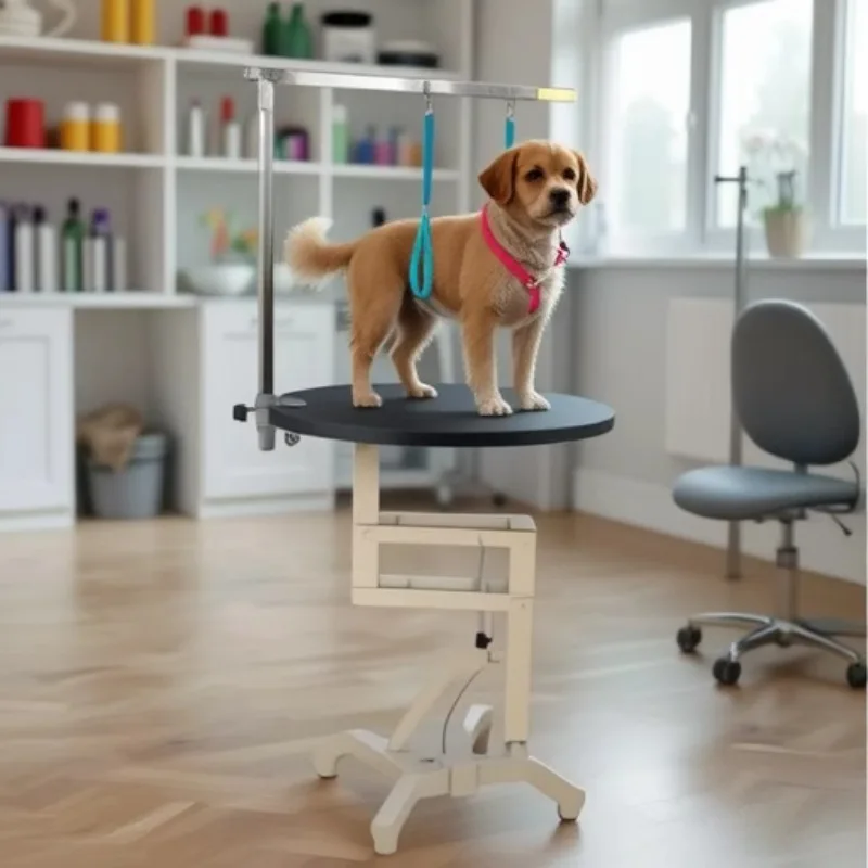 

Round beauty table Shearing and lifting rotating pet store Pet beauty table for cats and dogs Simple styling beauty table