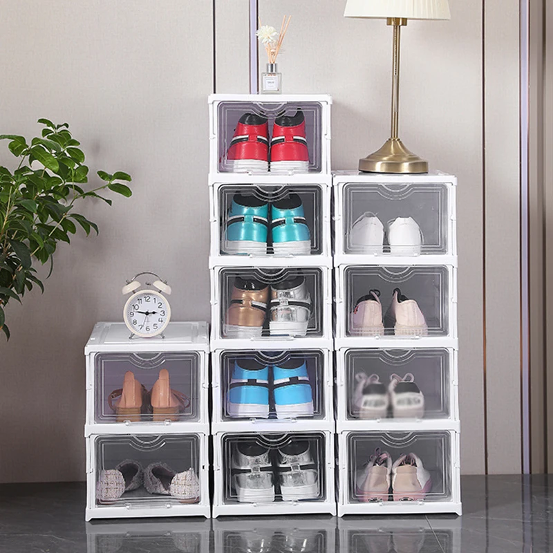 

Simple Foldable Thickening Transparent Shoe Box Home Multi-Functional Shoe Cabinet Sneaker High Heels Sundries Organizer