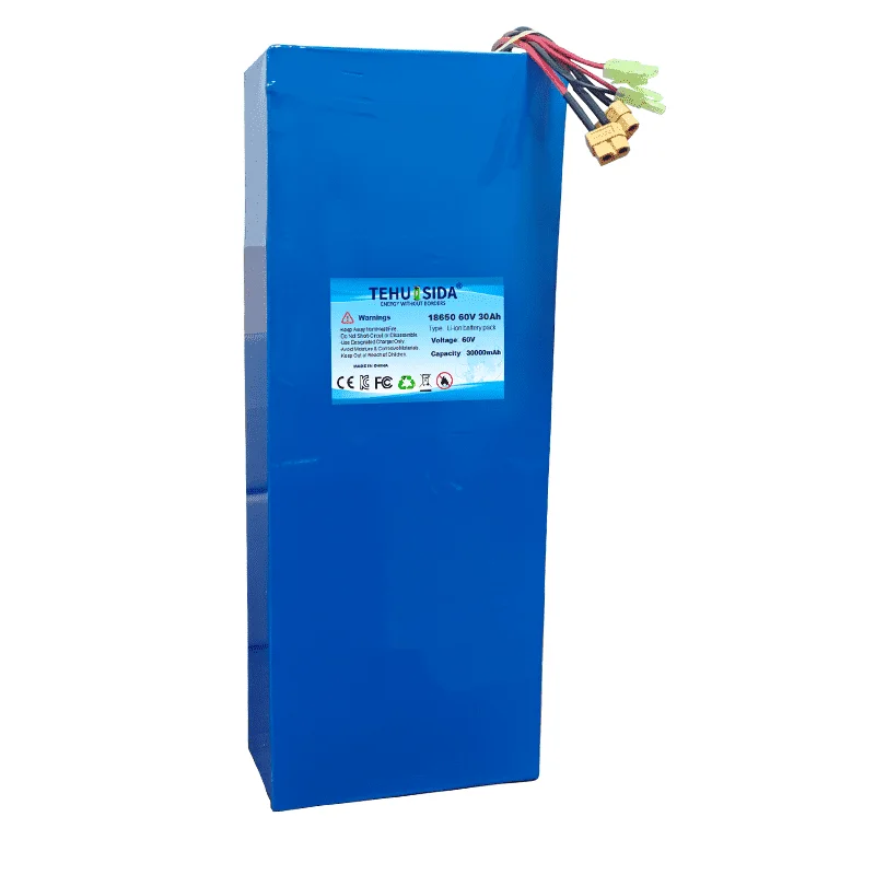 60V 30Ah Electric Bike Battery 18650 16S10P Li-ion Pack 30000mAh Rechargeable for Scooter/Moped with Built-in BMS