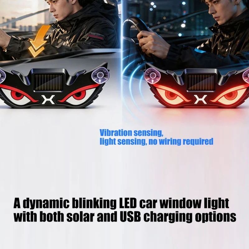  Vehicle Window Decoration Light with USB Charging & Blinking Eye LEDs for Decors