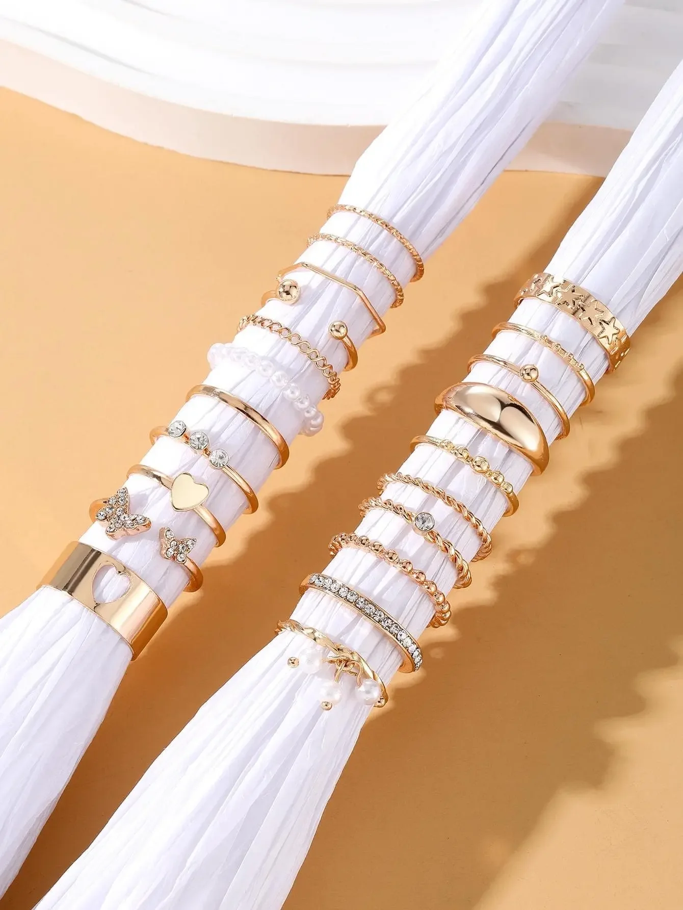 23 Pcs Vintage Heart Butterfly Rings Set For Women Fashion Silver Color Geometric Hollow Finger Ring Wedding Party Jewelry image 3