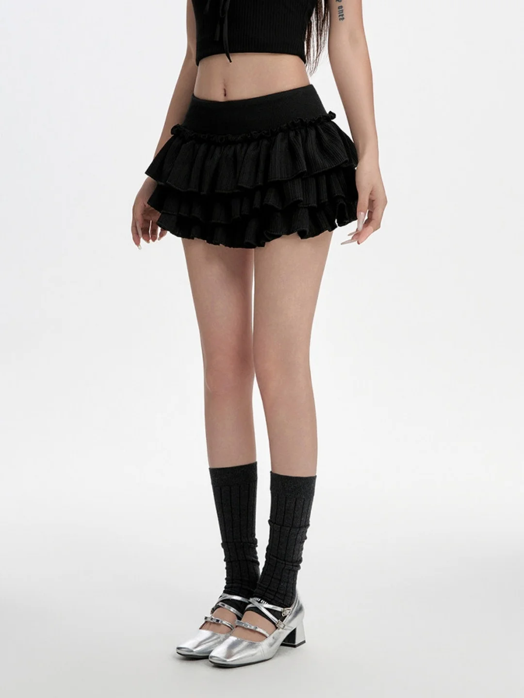 Black Puffy Cake Skirt Women's Summer New Low Waist Slim A-Line Skirt Pleated  Skirt Sexy Short Skirt Trendy Half-length ...