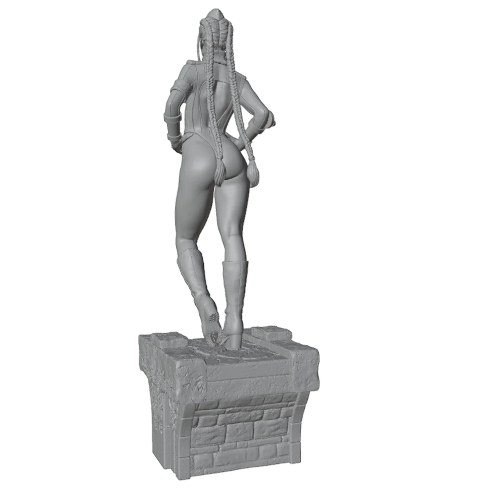 Noble Elegant Long-Haired Female Warrior 1/24 Miniature Resin Statue 75mm Handmade Model Kit, 3D Printed Unpainted Resin Model, These Resin Statues Are Ideal Gifts for Christmas or Halloween, Showcasing Hand-Painted Artistic Style