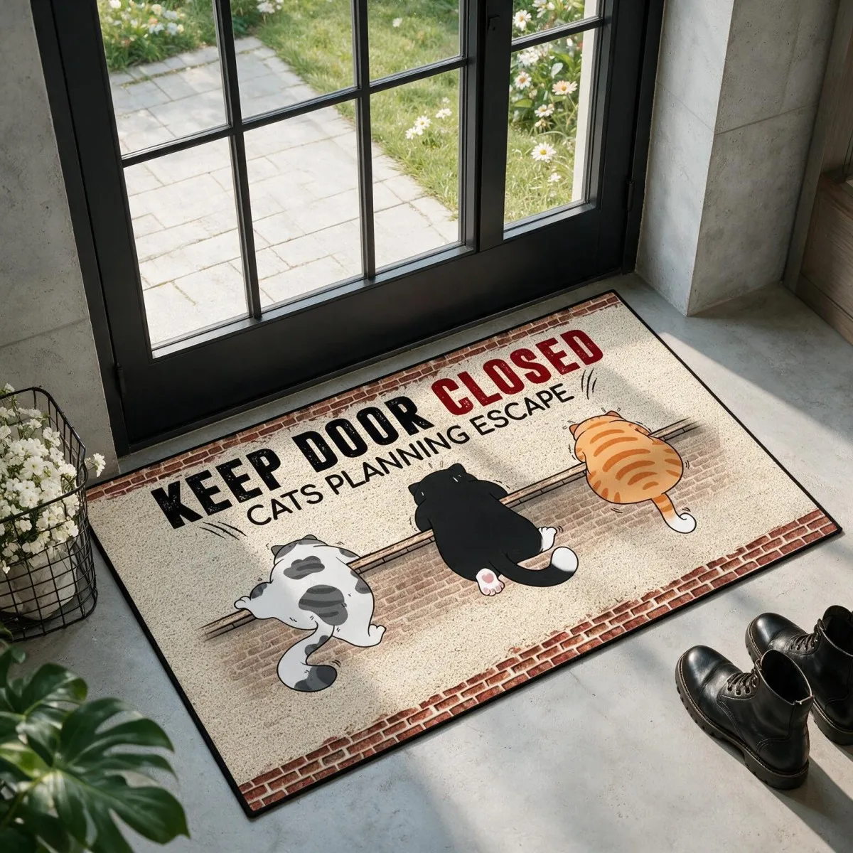 Thickened Diatom Mud Entryway Rug, Absorbent Door Mat for Daily Use, Durable, Non-Slip Rubber Backing, Printed Pattern
