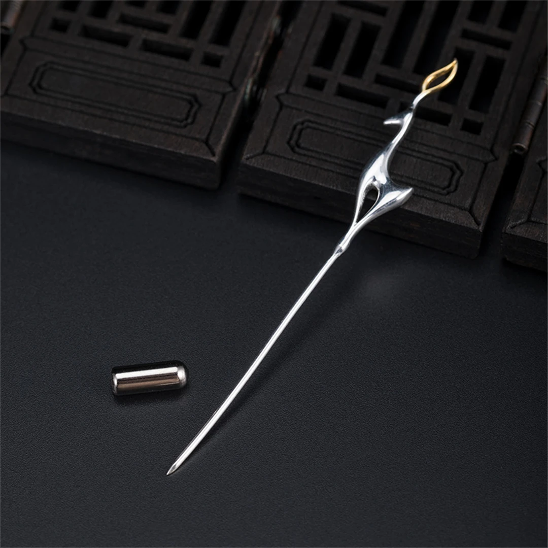 Real S925 Pure Silver Brooch Deer Collar Needle Luxury Personalized Pins Jacket Women Men Gift Manual Accessories Charm Jewelry