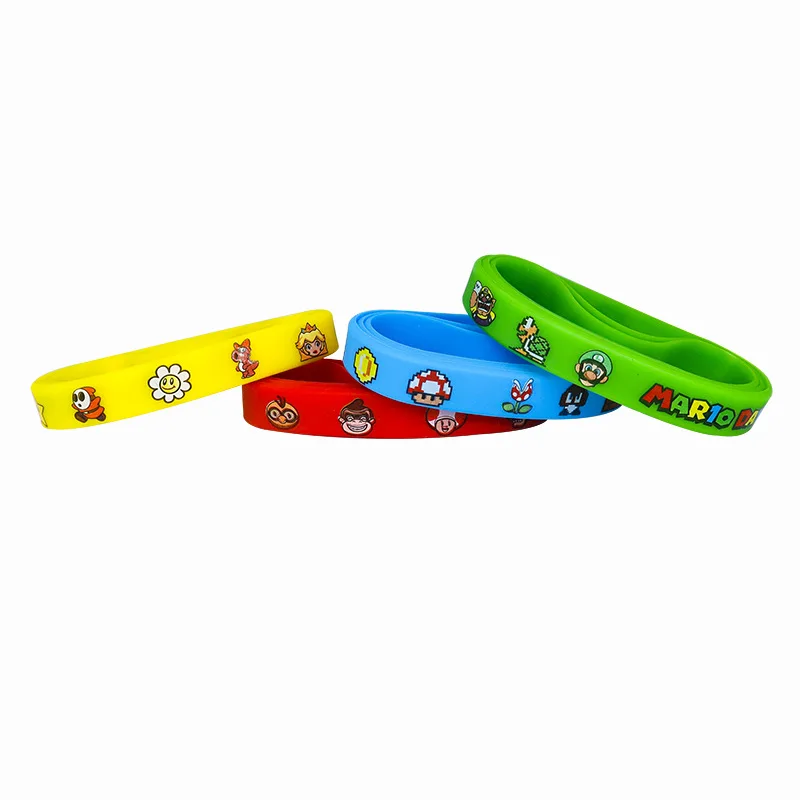 Cartoon Super Mario Game Silicone Bracelet Anime Peripheral Plumber Mario Party Colorful Rubber Wrist Circle Children's Toy Gift