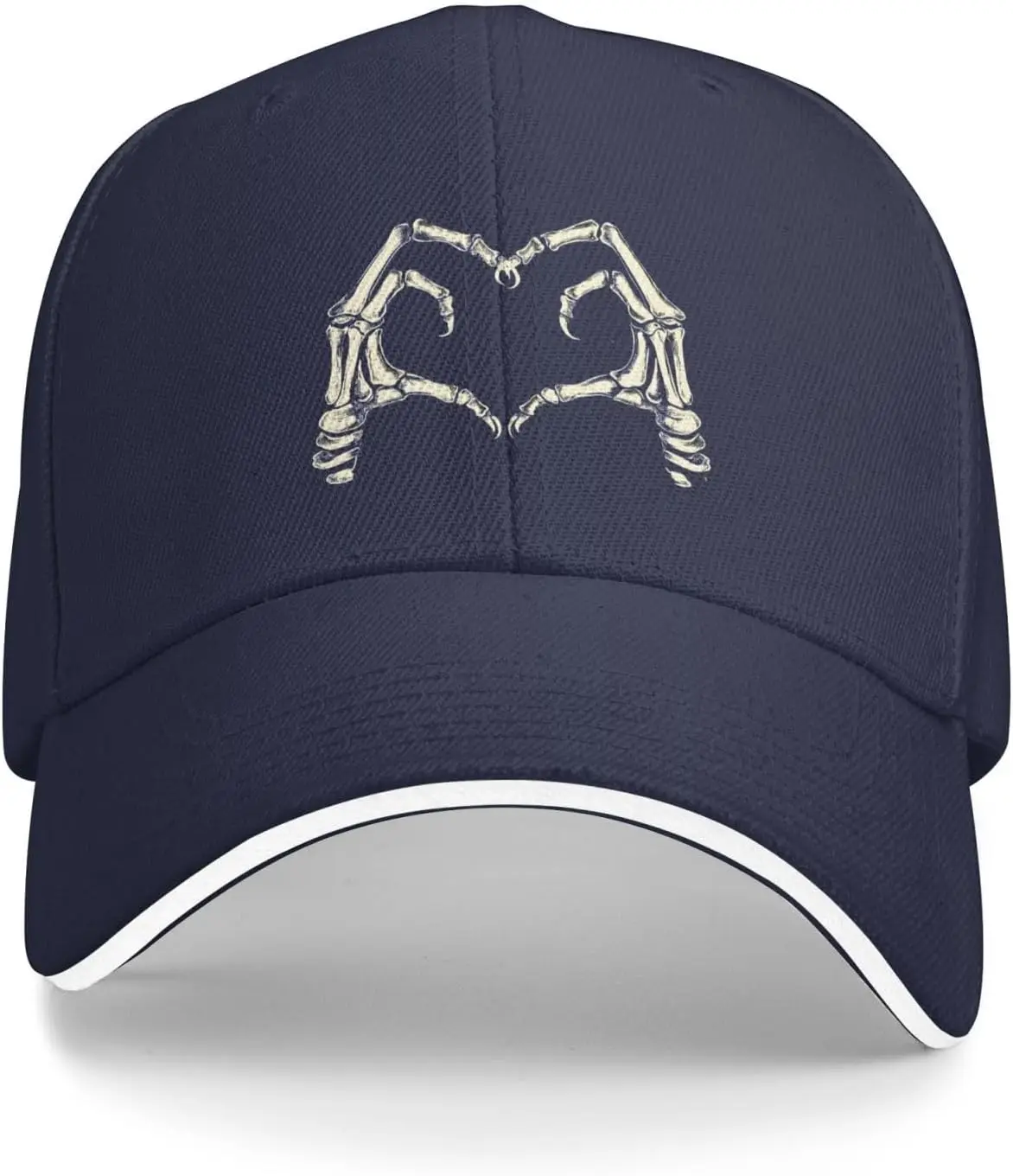 Unisex Adult Baseball Caps, Adjustable Sandwich Cap Skeleton Hands Print Hip Hop Hats Fishing Hat