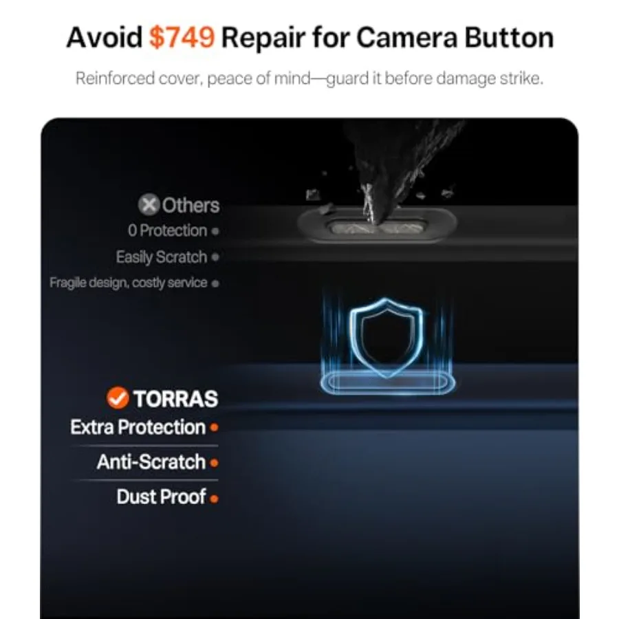 حماية من السقوط لهاتف iPhone 17 Pro Max مع زر تحكم في الكاميرا و3 أزرار DIY قبضة معززة لمسة ناعمة