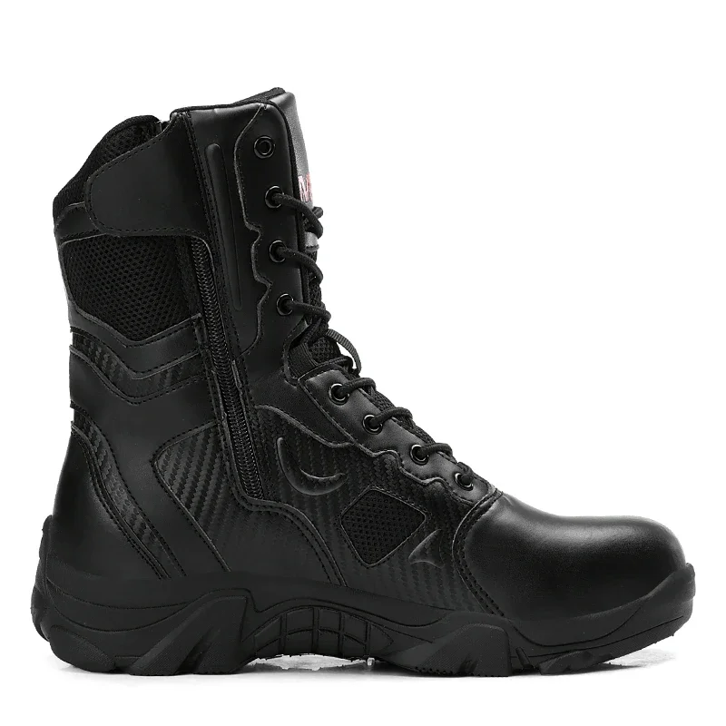 New large size men hiking boots  sports comfortable platform light shoes high top anti-collision steel head jungle combat boots