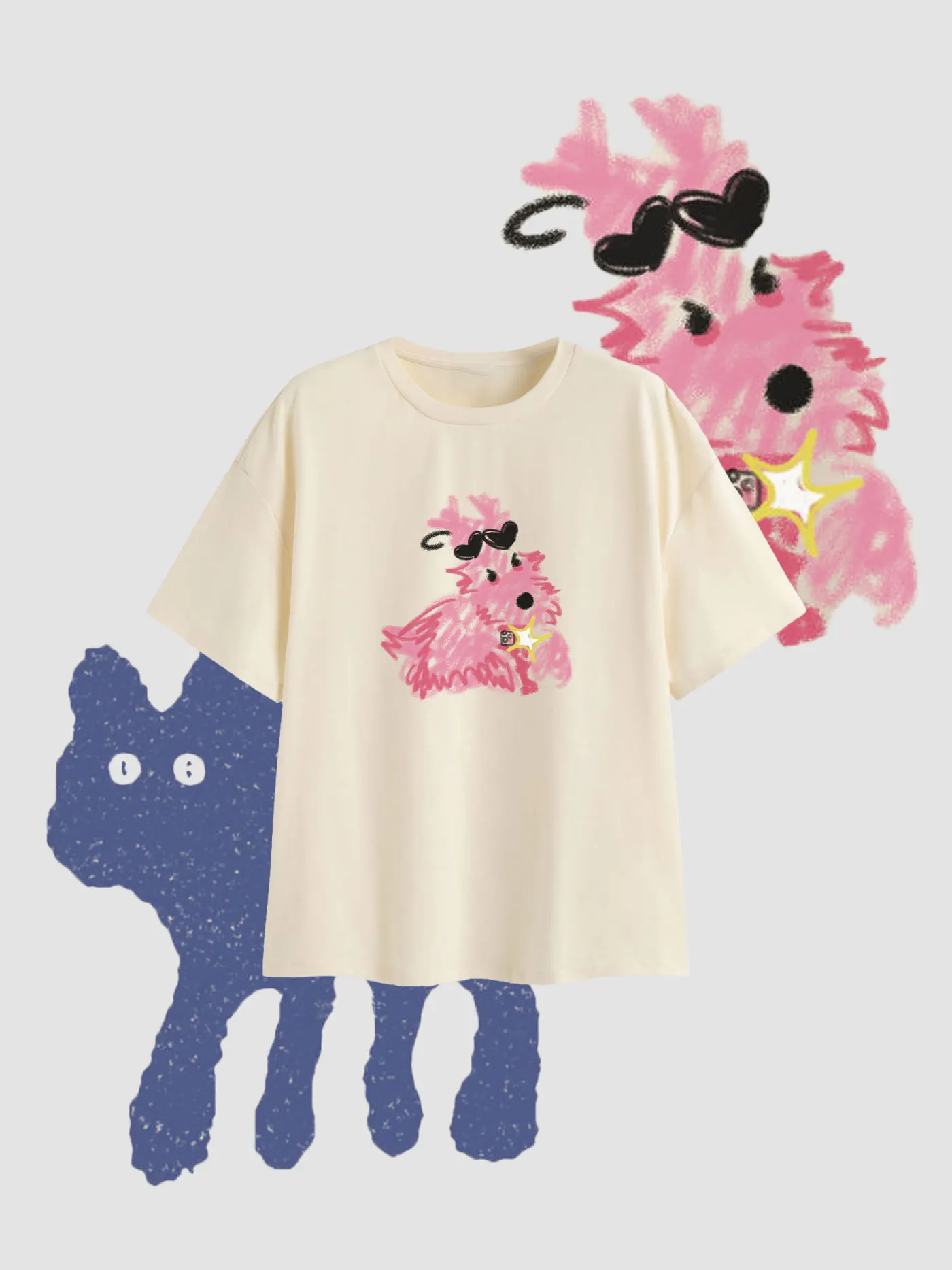 

Jersey Cotton-blend Fruit Graphic Oversized Tee for Daily Casual Comfort Women T-shirts High Quality Luxury Brand Women Clothing