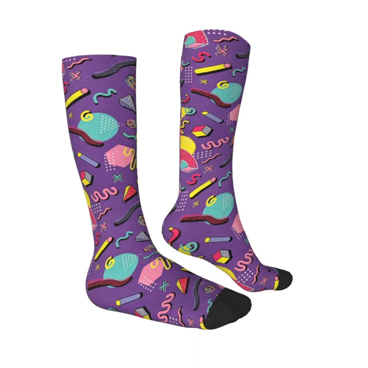 Old School Geometric 80s Print Bundle Socks High Quality Stockings All Season Long Socks for Man's Woman's Gifts