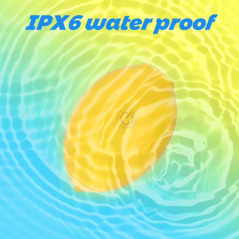 Yellow lemon vibrating egg floating in rippling water showcasing IPX6 waterproof design