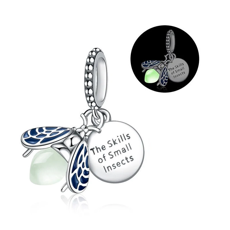 2025 New Glow-in-the-dark Firefly Cute animal Dangle Charm Pendant Bead Fit Original Bracelet Women Jewelry Gift DIY Accessories