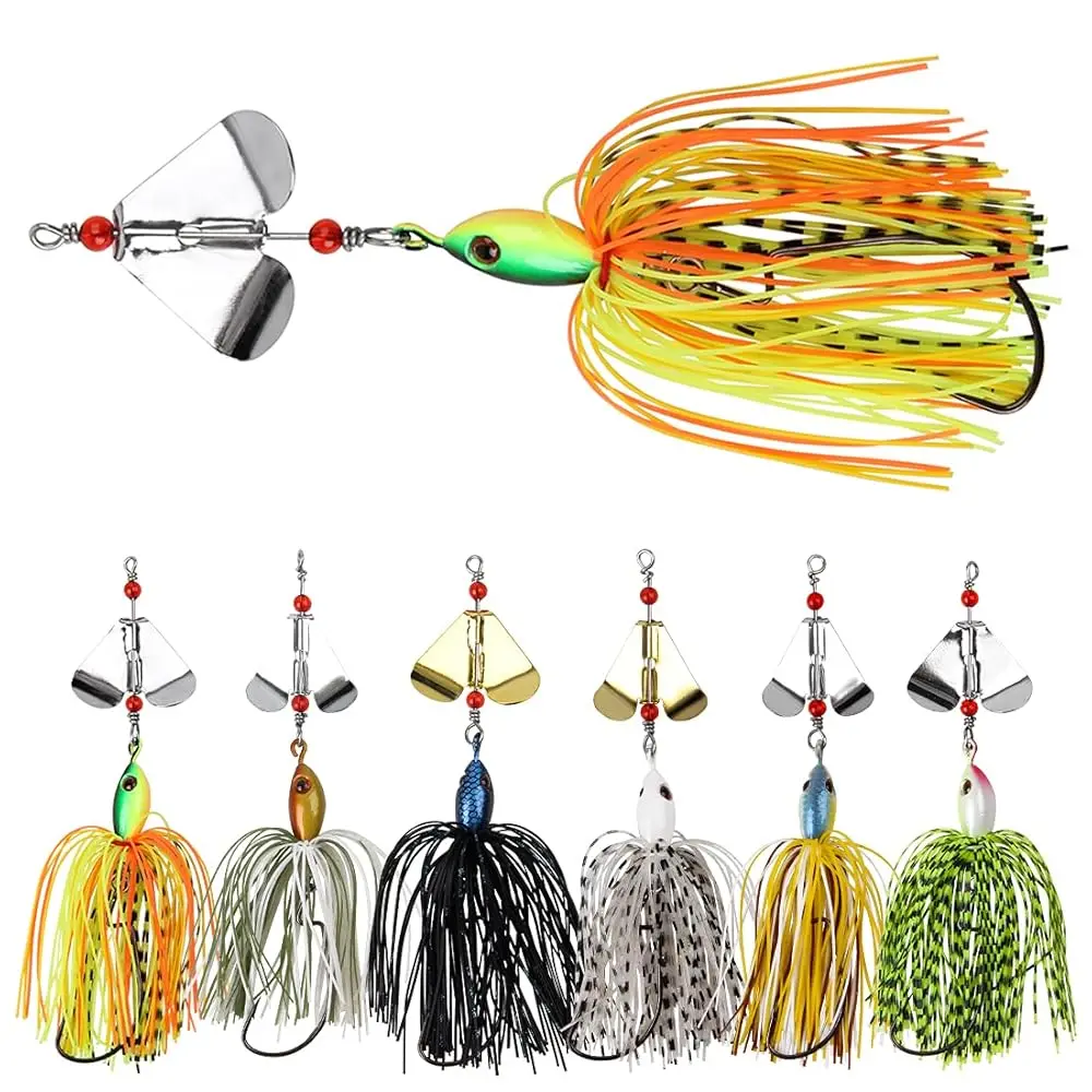 

Набор рыболовных приманок Spinnerbait, 6 шт., для ловли баса, бузбейты, разноцветные металлические спиннербейты для баса, форели, лосося, джиги для пресноводной рыбалки