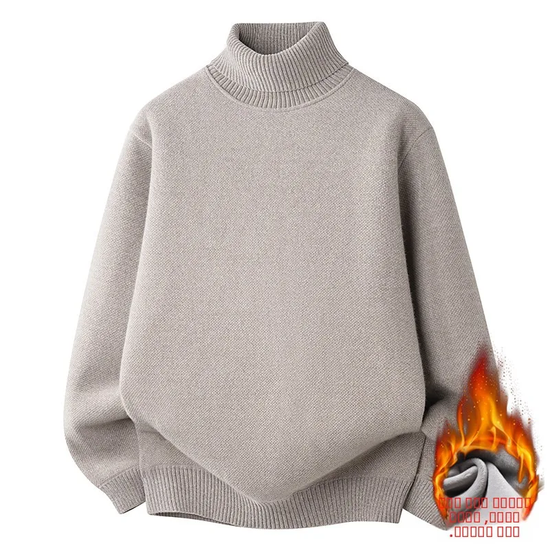 

Мужской вязаный свитер Thiened Fce с высоким воротником, теплый и слинг, повседневный длинный топ из смеси полиэстера и нейлона, зимняя мода