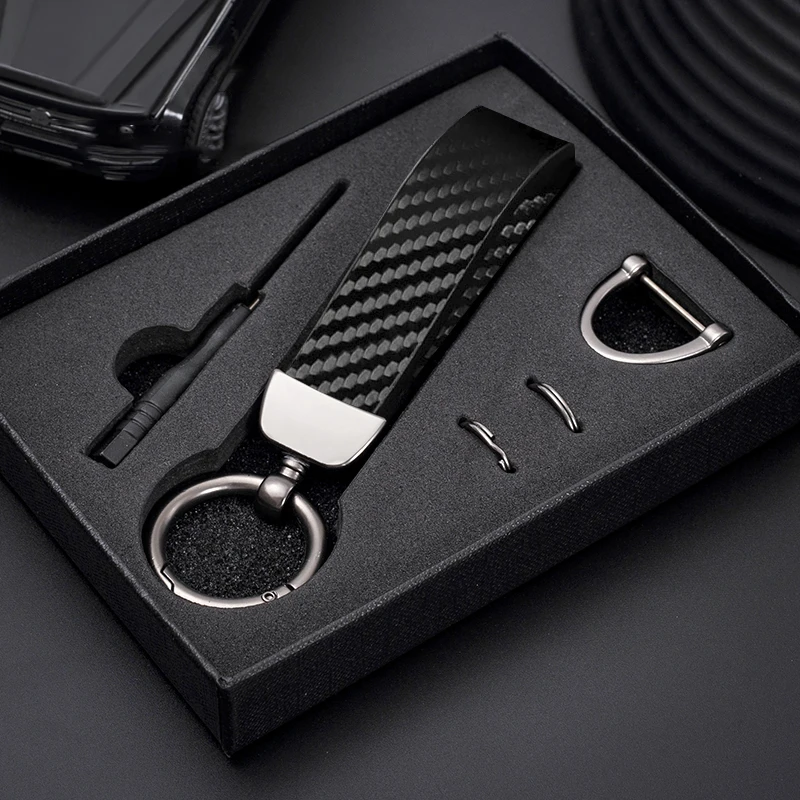 Chaveiro estilo fibra de carbono para carro, chaveiro de couro de microfibra para KIA EV6 Sorento Niro Sportage Ceed Picanto Stinger Borrego VQ