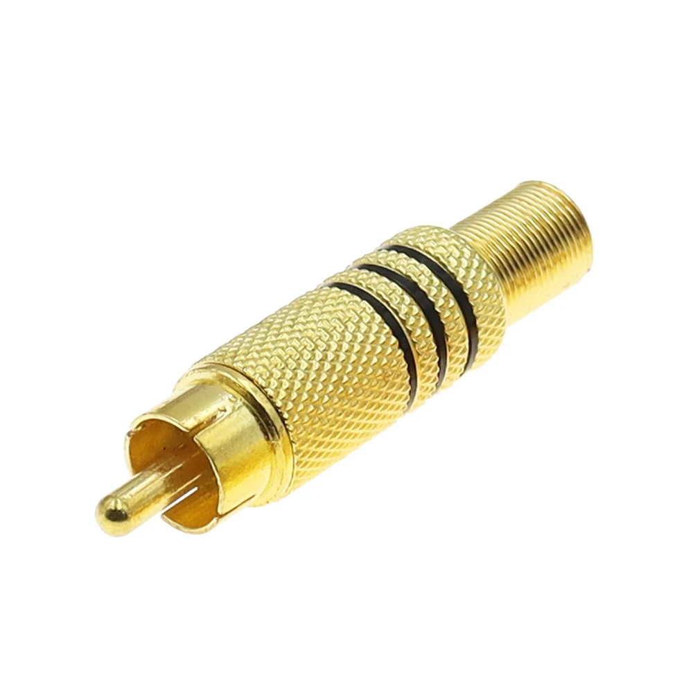 2-4 pces rca macho plug banhado a ouro adaptador de cabo de áudio e vídeo fono alto-falante conector av 1-2 pares conversor rca