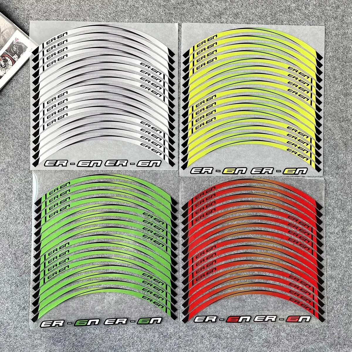 For Kawasaki ER-6N ER6N ER 6N 17 Inch Motorcycle Tire stickers Reflective Wheel Rim Hub Stripe Decals Motor Cycle Accessories