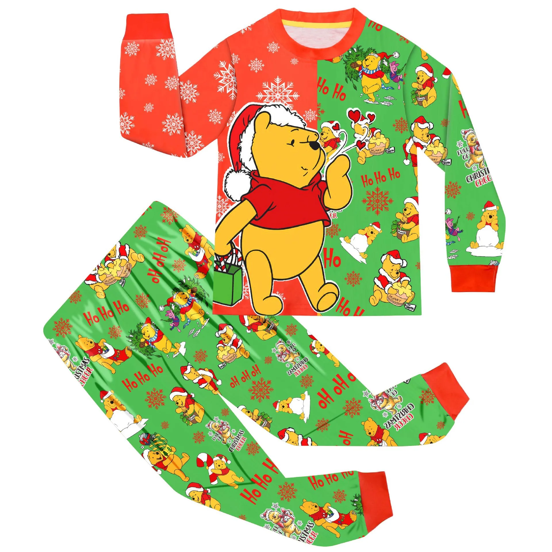 

2024 Disney Winnie The Pooh Christmas New Bear Children's Homestay Pajamas Long Sleeve Set of Two Sets Children's Sets