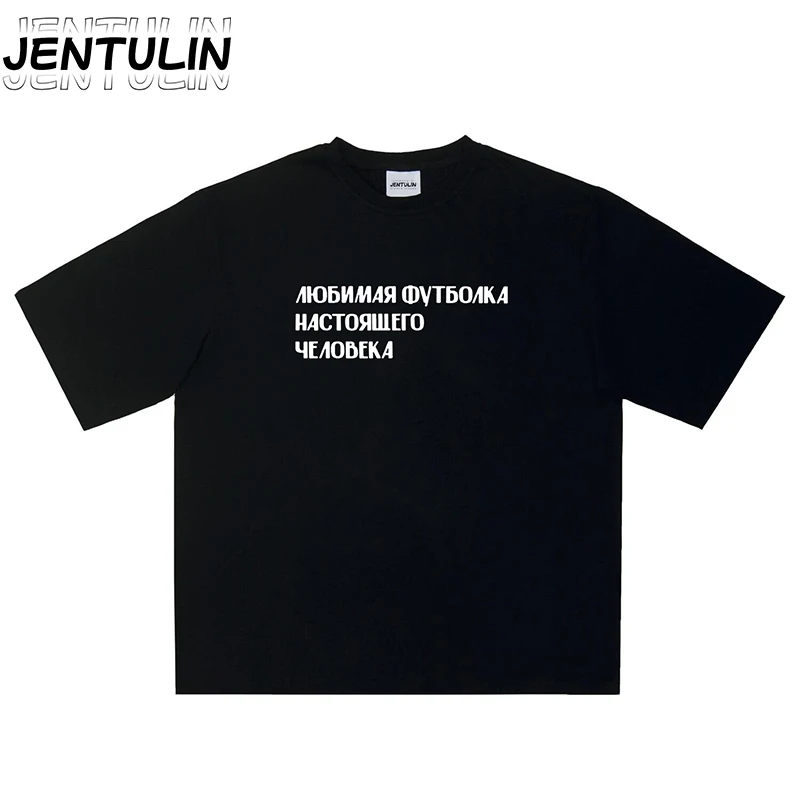 

Y2K Gothic Male shirts Loose Casual Top Harajuku Hip Hop Russian Letter Printed Oversized Pure Cotton Men Short Sleeved T-shirt