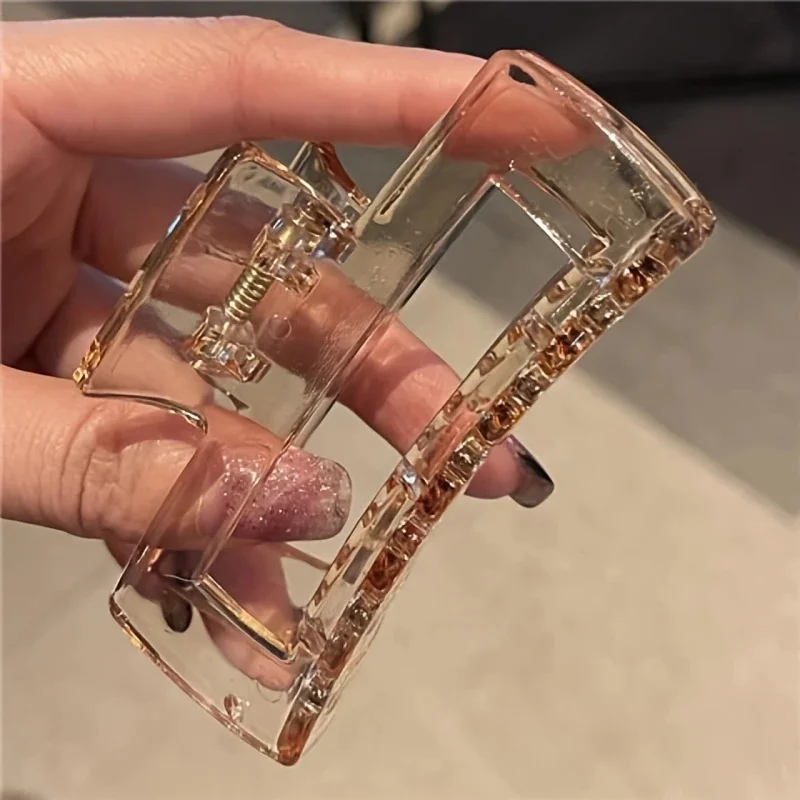 3 Stück elegante große Haarklammern für Frauen, transparent, rechteckig, Hai-Clip-Design, rutschfester Griff, perfekt für Styling und Hochsteckfrisuren – Detail 6