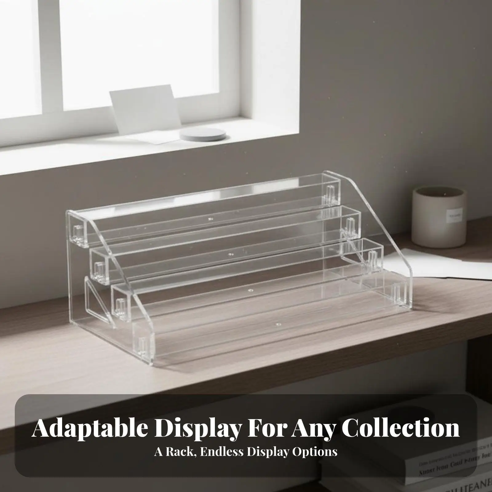 Acrylic Badge Display Shelf Tiered Pin Holder Stand for Anime Figure Collection Organizer Desk Showcase