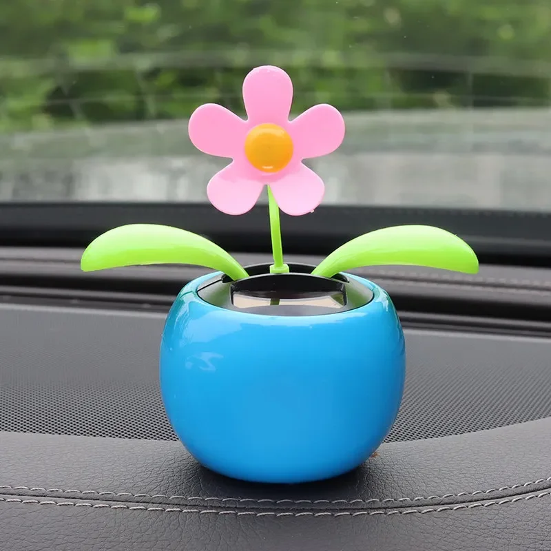 Creative cute solar-powered bobblehead flower car interior ornament sunflower car decoration for girls
