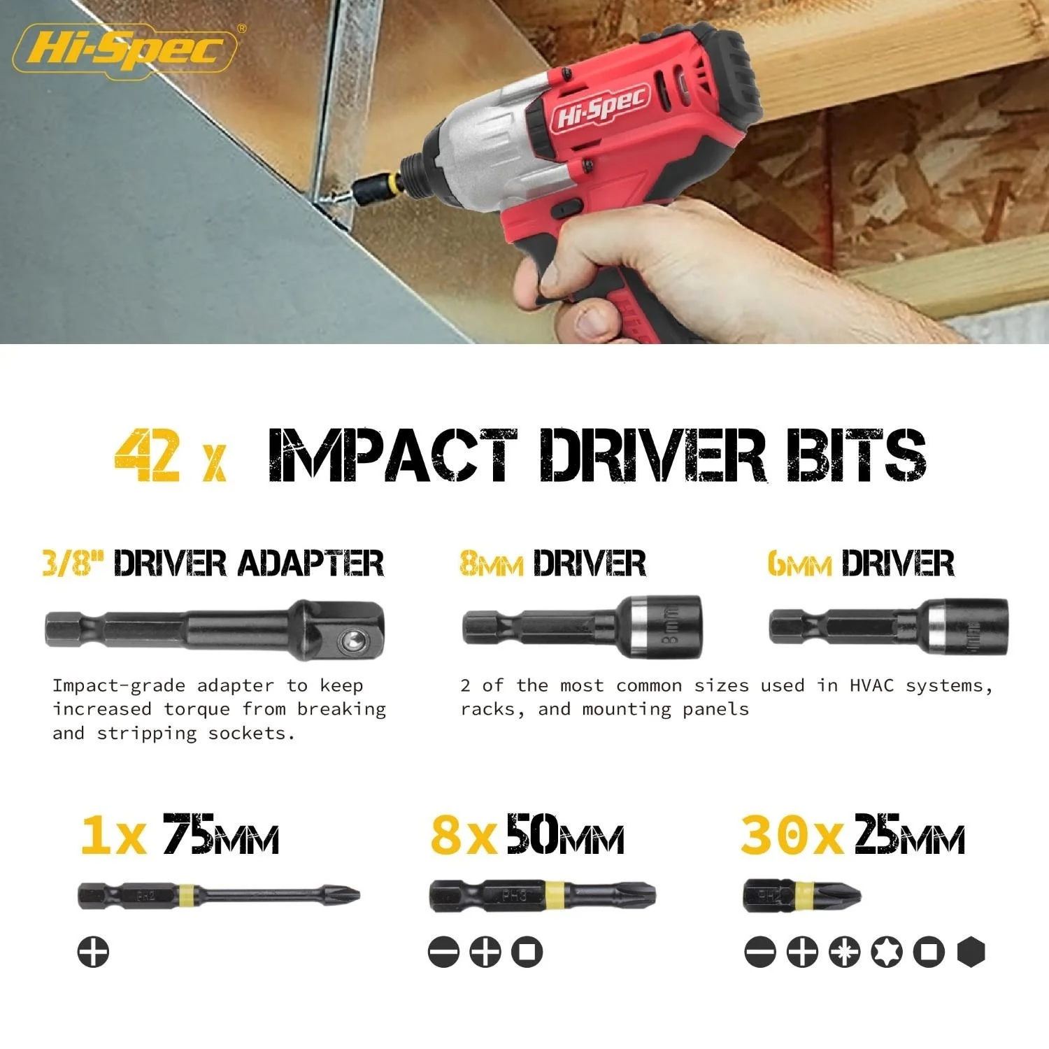 Hi-Spec 44pcs Screwdriver Drill Driver Bits Sets Non-Slip Impact Torsion Driver Impact Duty Bits S2 Electric Screwdriver Bits