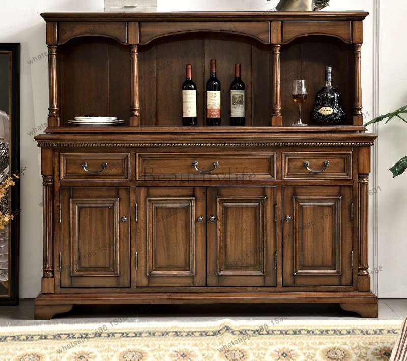 American all-solid wood four-door dining edge 1.6 meters storage wine cabinet storage entrance cabinet