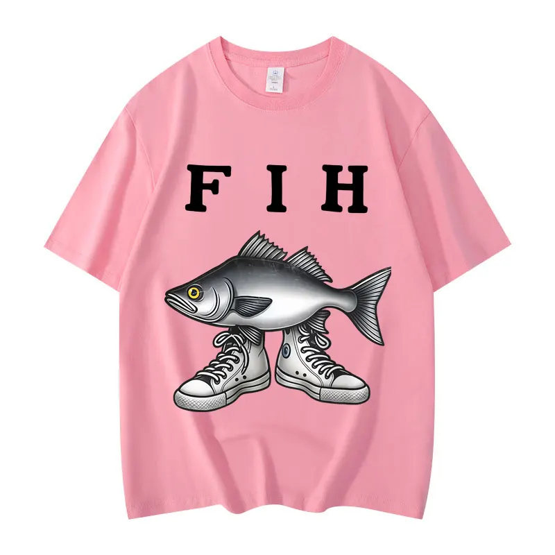 أحذية Divertido Fih Misspelled Fish Meme camisetas Graficas moda deventa al poramento camisetas de manga corta للجنسين كاجوال