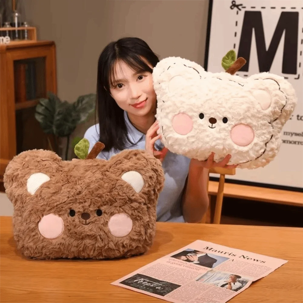 Seat Companion Soft Curly Fluff Bear Pillow Cute Blush Cheek Sofa Cushion Cartoon Adorable Bear Face Pillow Sofa Seat