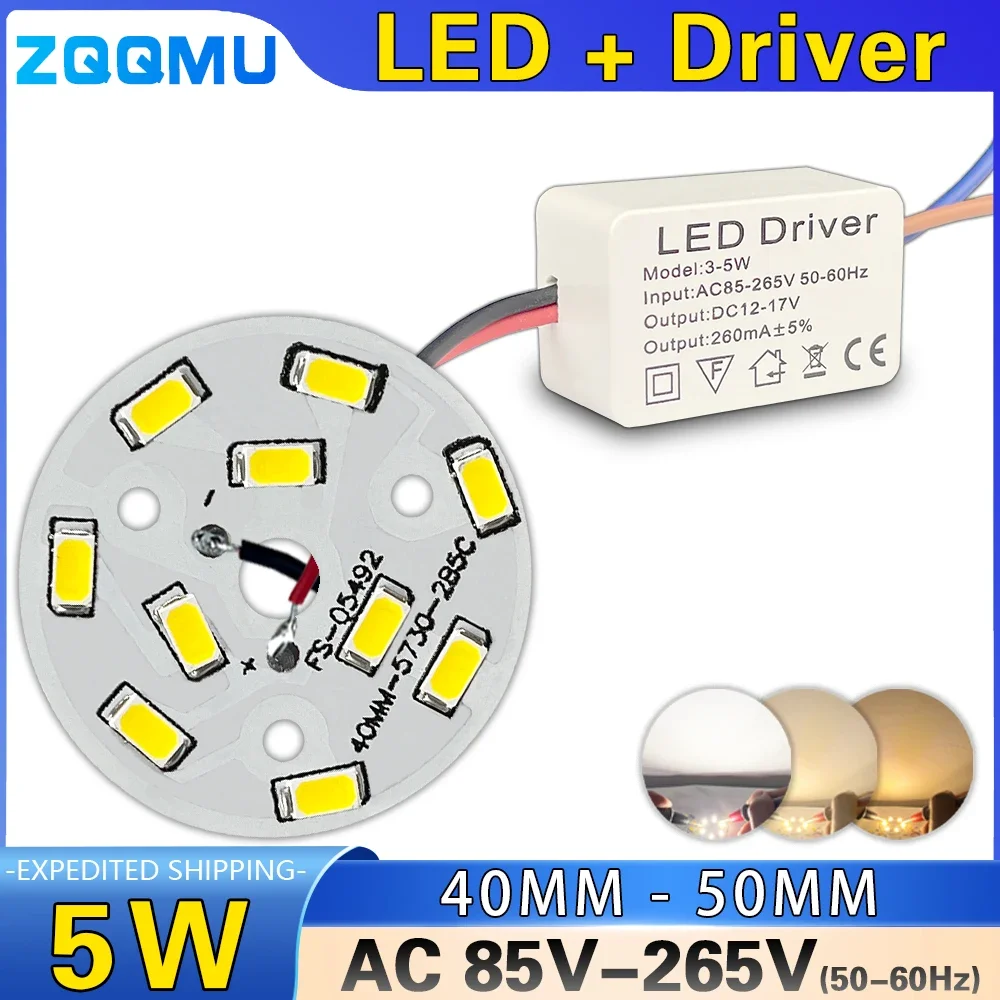 5W SMD5730 LED Chip 85-265V AC High Brightness Warm White Neutral White 4000K 5000K for DIY Bulb Downlight Home Lighting