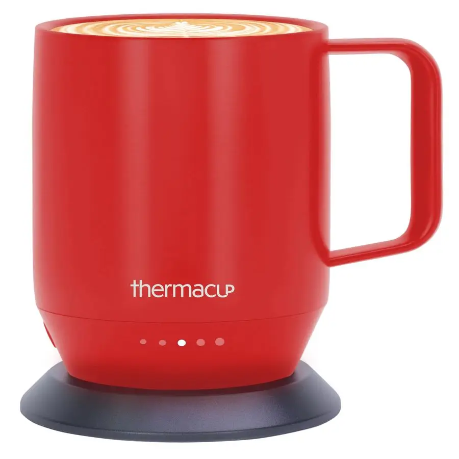 

Heated Coffee Mug with 5 Temperature Settings, IndustryLeading Smart Electric Cup, Up to 8Hour Battery, 12oz with Lid 14oz Total