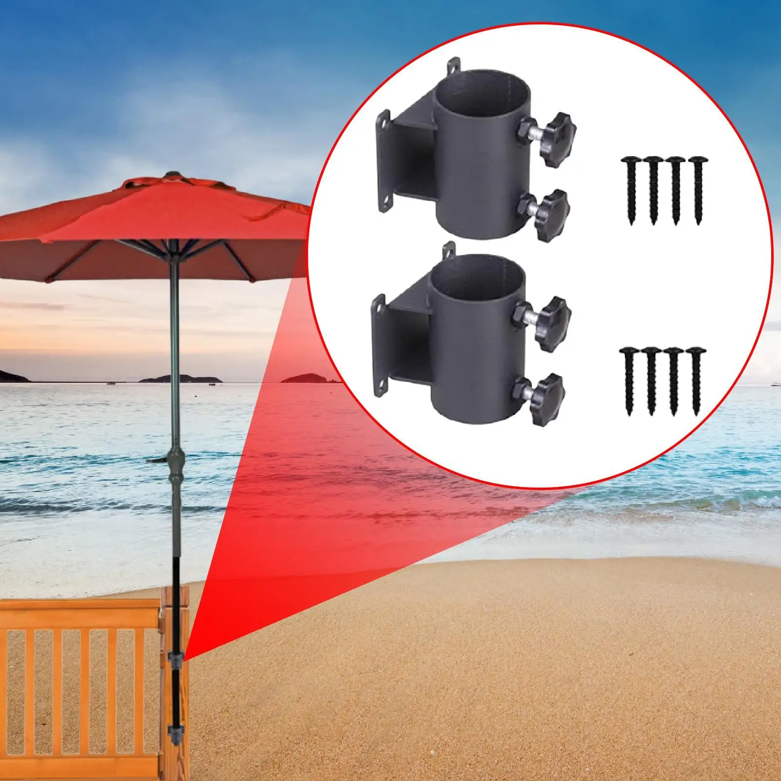 

Heavy Duty Patio Umbrella Holder Iron Clamp Mount Bracket for Garden Deck Railings Outdoor Sunshade
