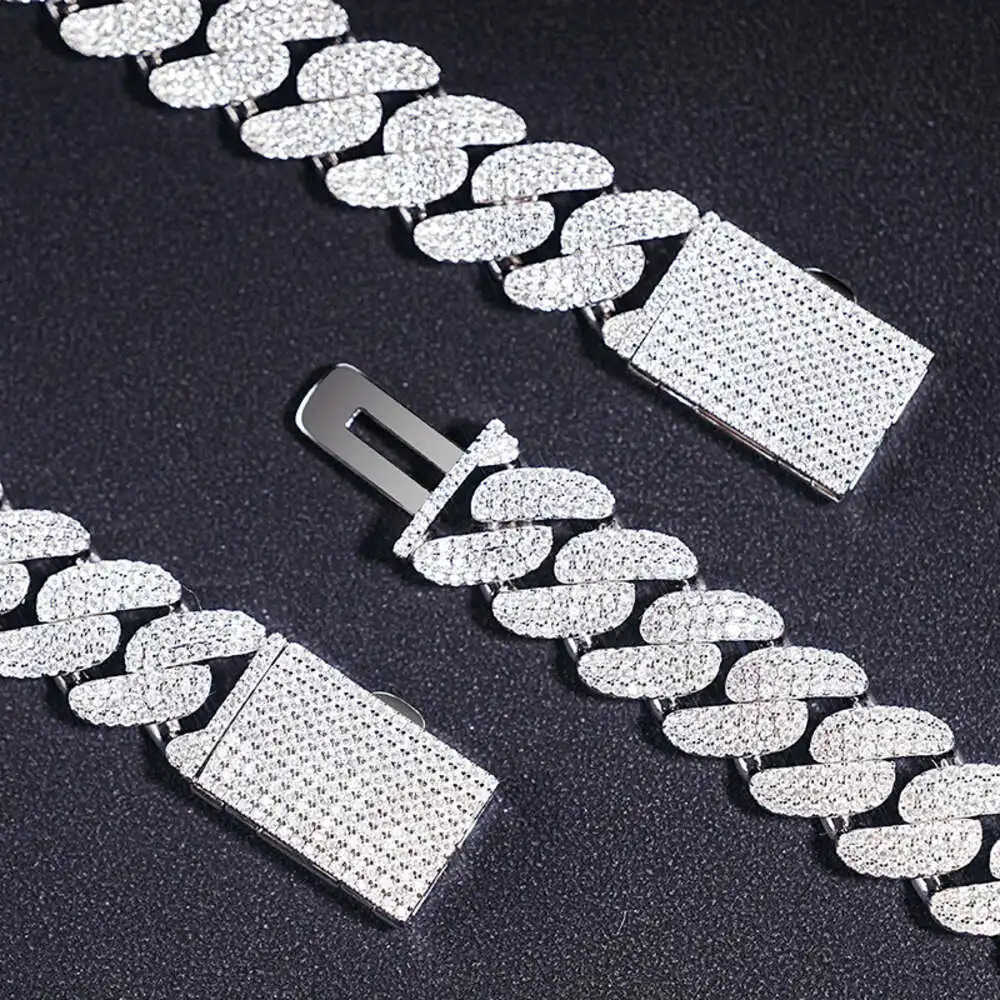 Luxury Selling Hip Hop 925 Sterling Silver 18k Yellow Gold Mens Diamond Cuban Chains Moissanite.